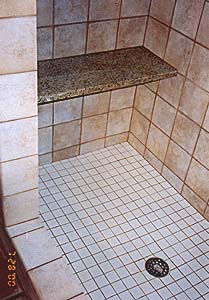 Solid Granite Seat installed in Shower